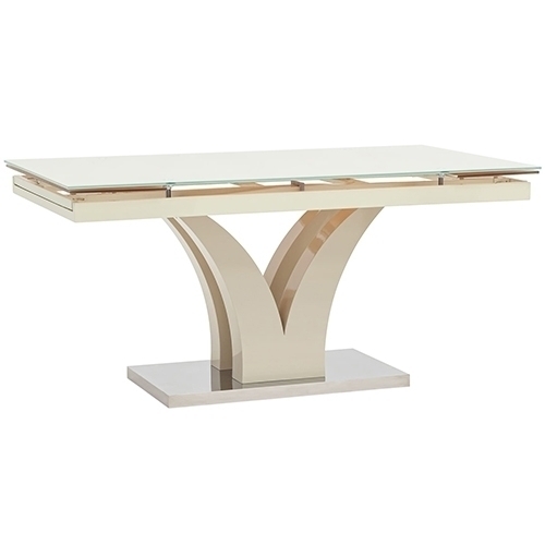 Стол обеденный Верона, раскладной, 160-220х90, глянцевый бежевый  УТ000003497